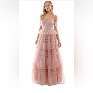 Elegant Layered Pink Maxi Dress